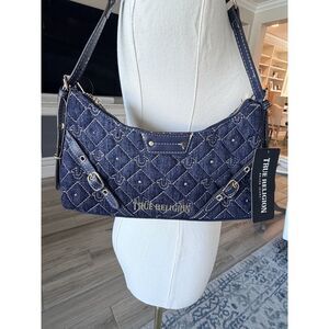 True Religion Studded Horseshoe Denim Shoulder Bag - NWT